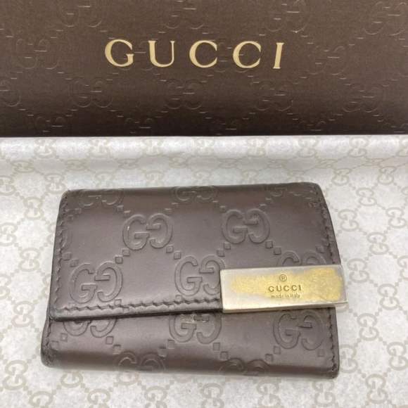🔹️GUCCI🔹️  Key case holder GG Cow Leather  Guccissima Brown ✨️ - Picture 1 of 16